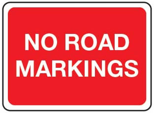 No Road Markings Sign